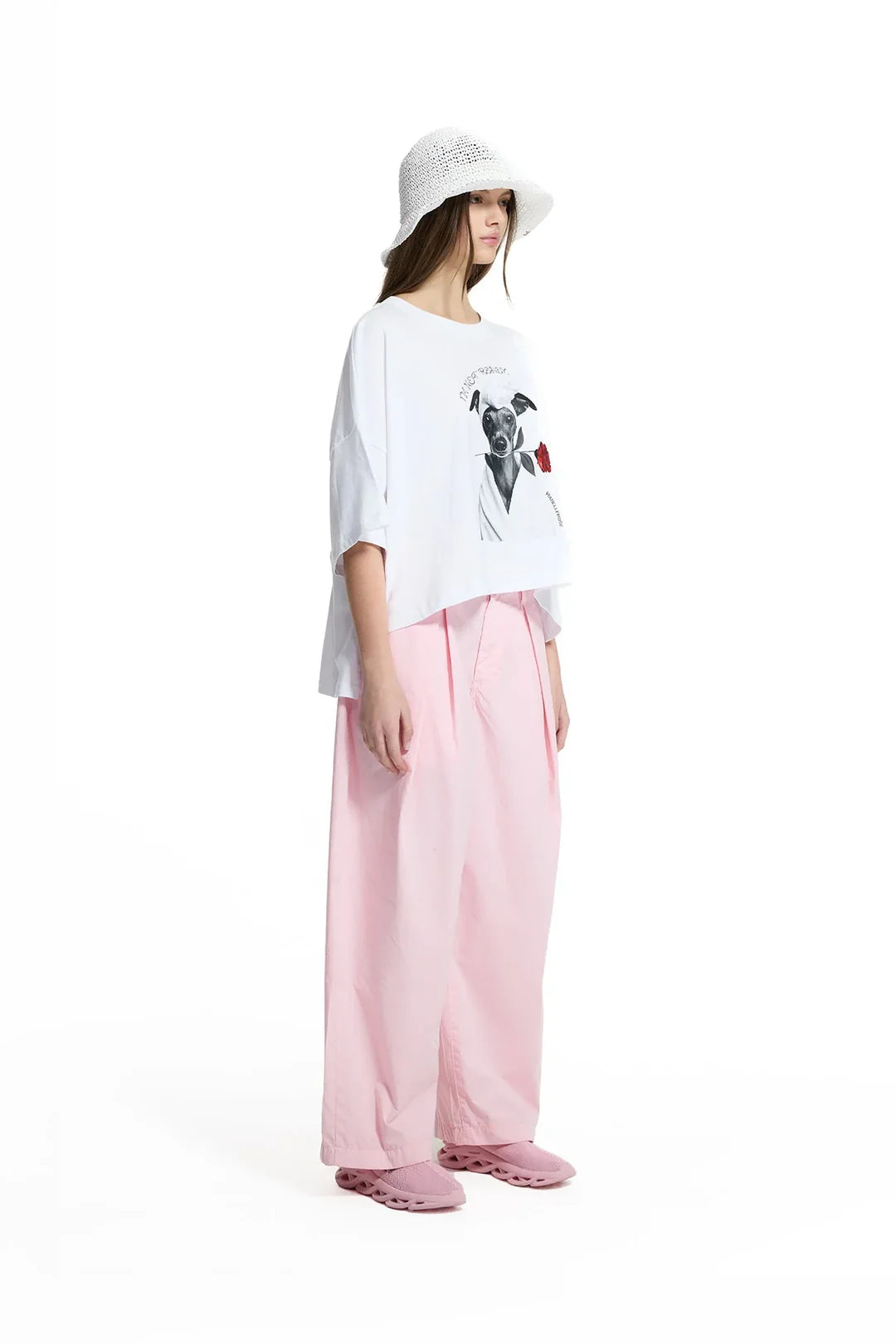 White Graphic Print Crop T-shirt
