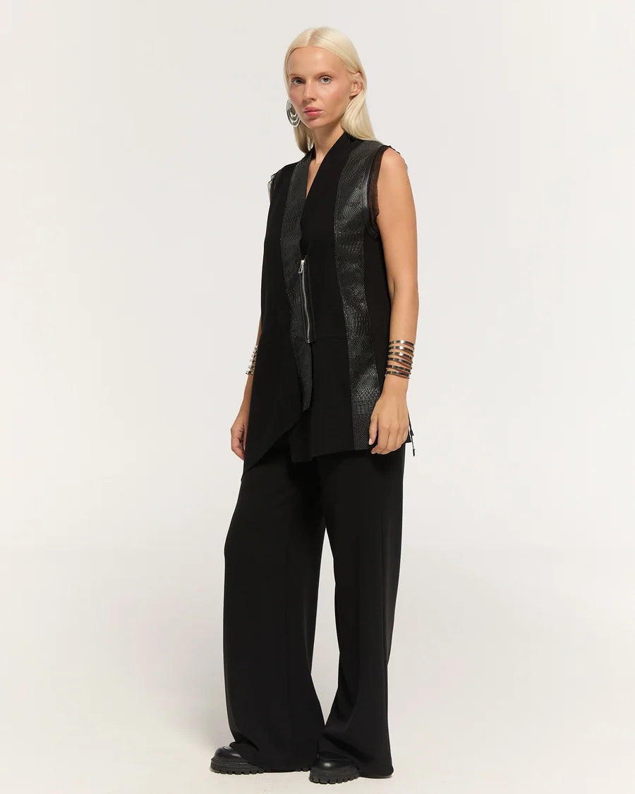 Black textured-panel vest