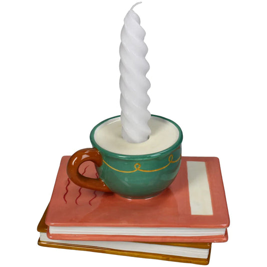 Candle Stick Cup on Book Dolomite Candle Holder
