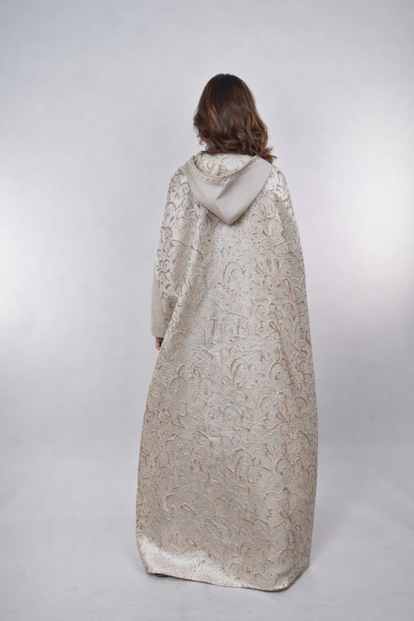 Beige Abaya and Dress with Arabic Calligraphy