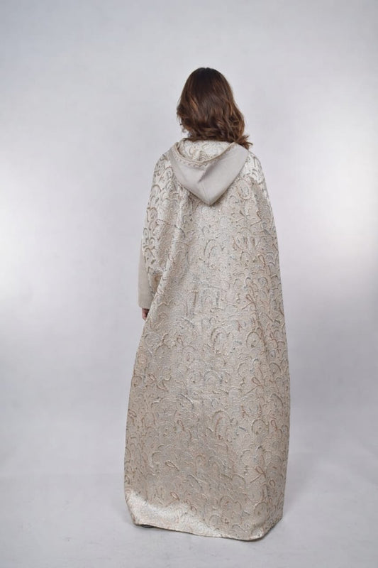 Beige Abaya and Dress with Arabic Calligraphy