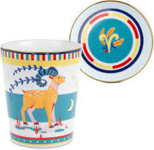 Load image into Gallery viewer, CUP WITH LID/SAUCER - Porcelain Zodiac Mug &amp; Saucer
