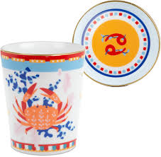 CUP WITH LID/SAUCER - Porcelain Zodiac Mug & Saucer